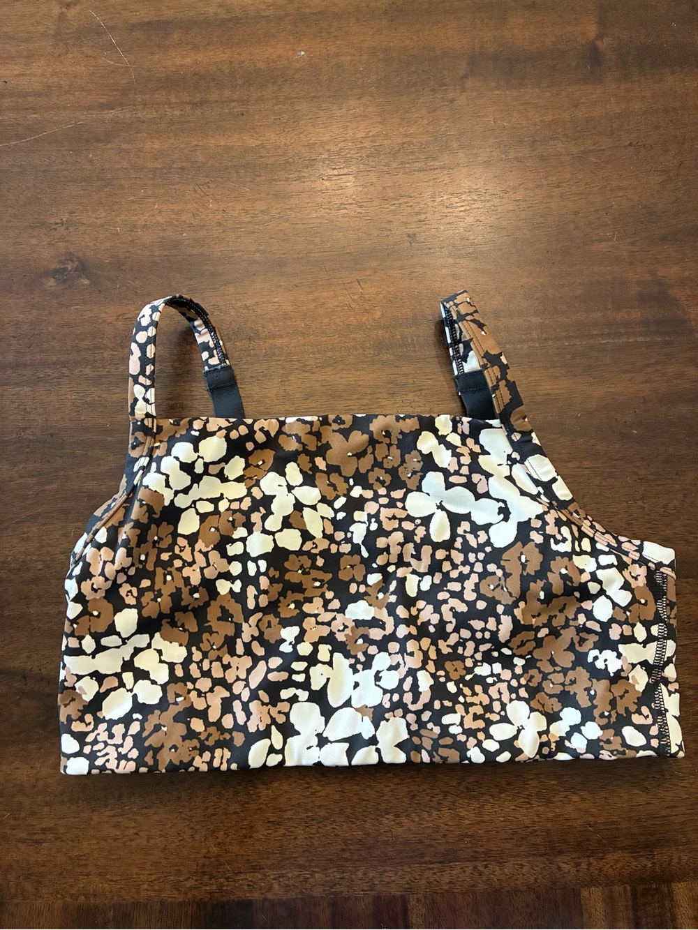 Aerie Offline Sports Bra Women’s Medium Square Neck Brown Floral Printed